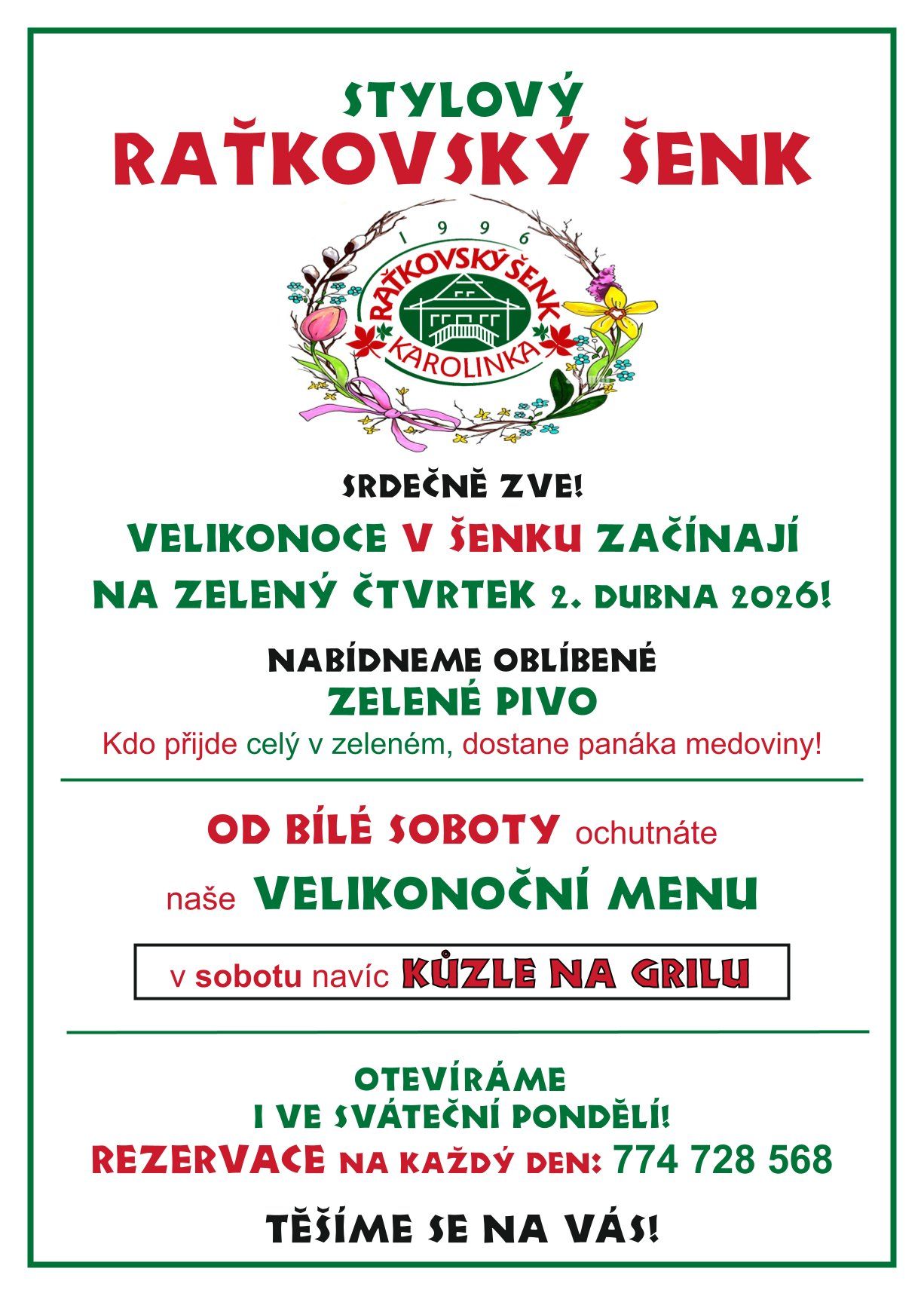 Velikonoce v Raťkovském šenku 