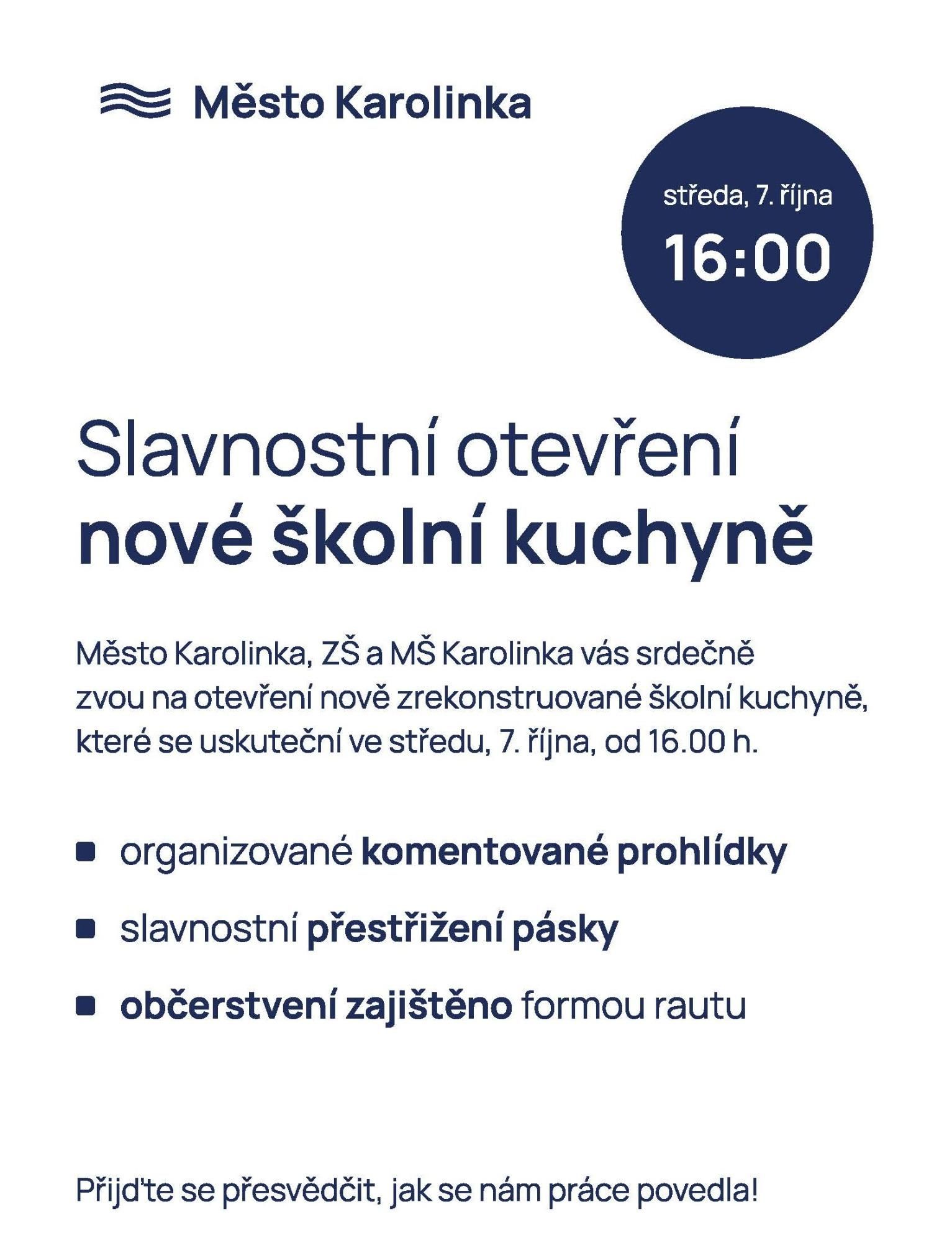 Slavnostní otevření nově zrekonstruované školní kuchyně