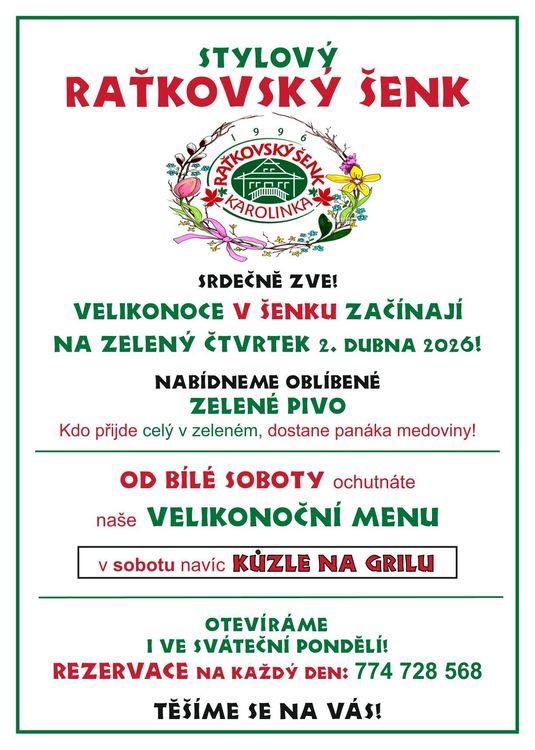 Velikonoce v Raťkovském šenku 