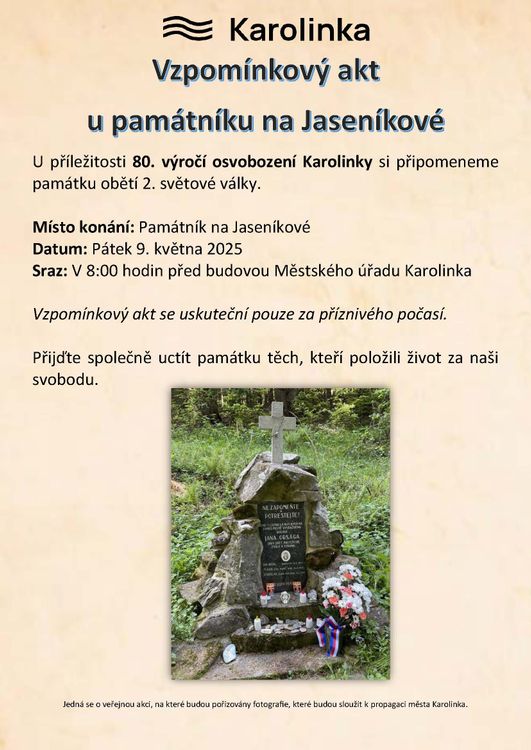 Vzpomínkový akt u památníku na Jaseníkové