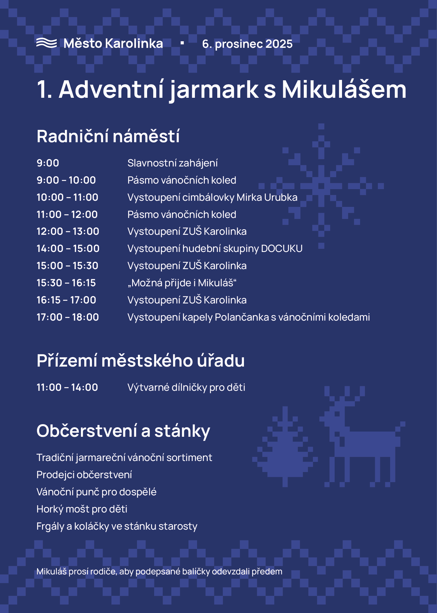 1. Adventní jarmark s Mikulášem