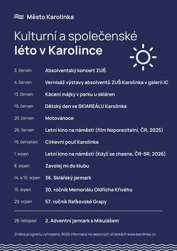 Kulturní a společenské léto v Karolince 2026