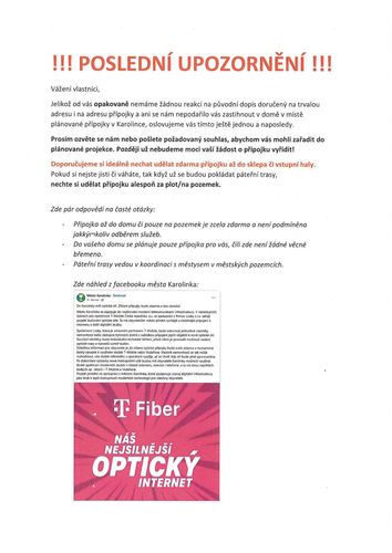 T-FIBER optická přípojka