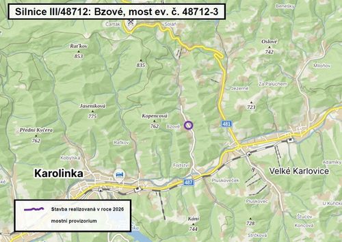 Informace ŘSZK o silničních stavbách - most Karolinka Bzové