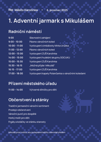 Známe program 1. Adventního jarmarku s Mikulášem